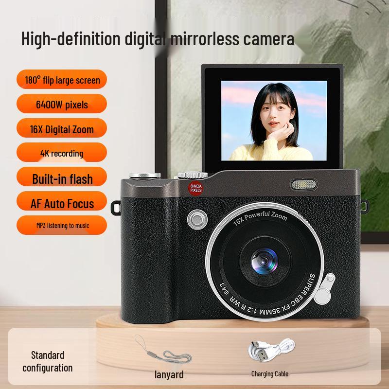 Retro Flip-Style CCD Camera & Camcorder: Portable Long-Zoom Digital Student Device for Photo & Video