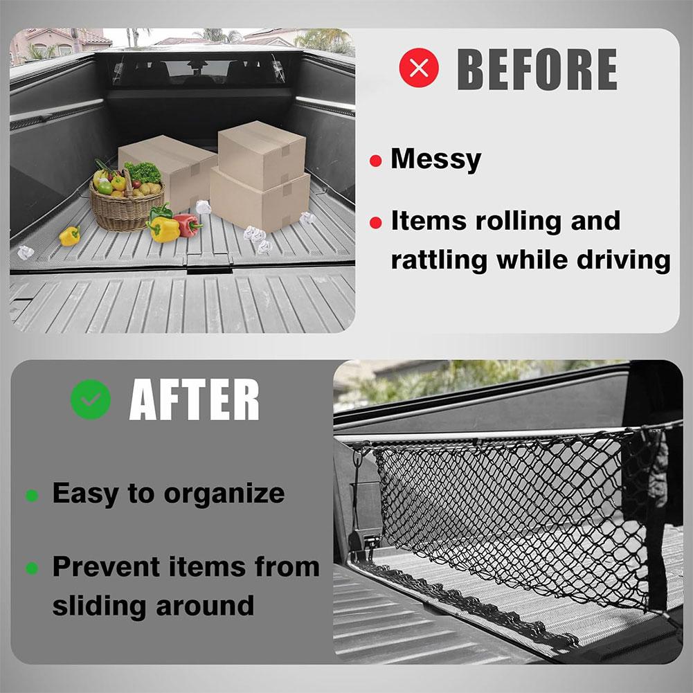Багажник автомобиля грузовика двухслойная сетка для хранения конвертного типа грузовая сетка прочный крюк растягивающаяся грузовая сетка для Tesla Cybertruck 202 P7M6
