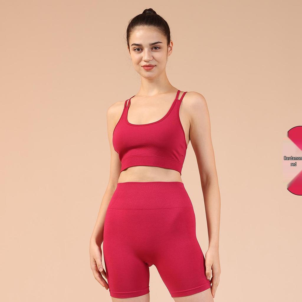 Женский бесшовный плиссированный комплект для йоги из двух частей: Завышенная талия, облегающий крой для фитнеса на открытом воздухе