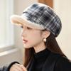 Британская ретро клетчатая плюшевая восьмиугольная шляпа женская осенне-зимняя берет модная ветрозащитная теплая плюшевая шляпа