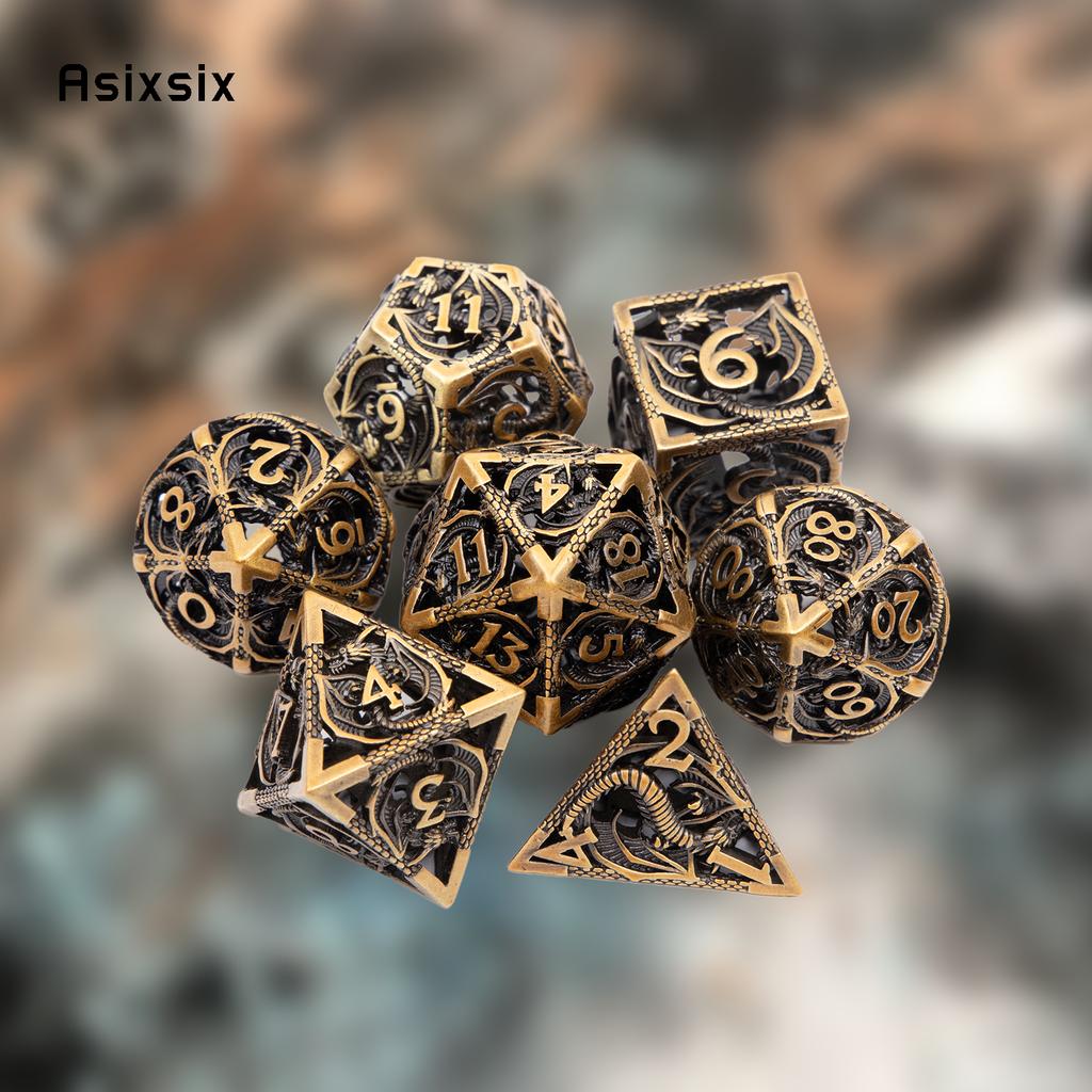 7 шт., металлические игральные кости золотого, черного дракона, набор полых металлических многогранных кубиков, подходит для ролевой игры, настольной игры, карточной игры