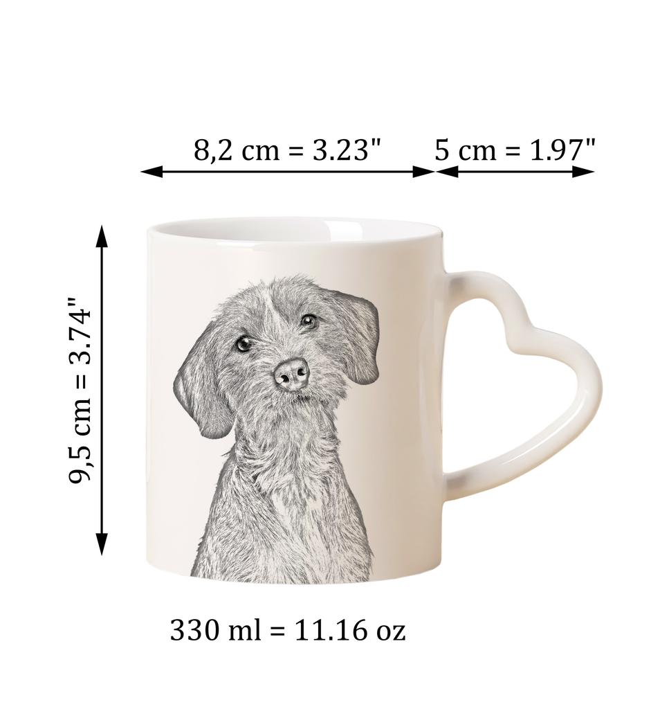 Basset Fauve de Bretagne, Fawn Brittany Basset - cup with a dog, adorable cup with a heart-shaped handle, universal gift from the Art-Dog brand