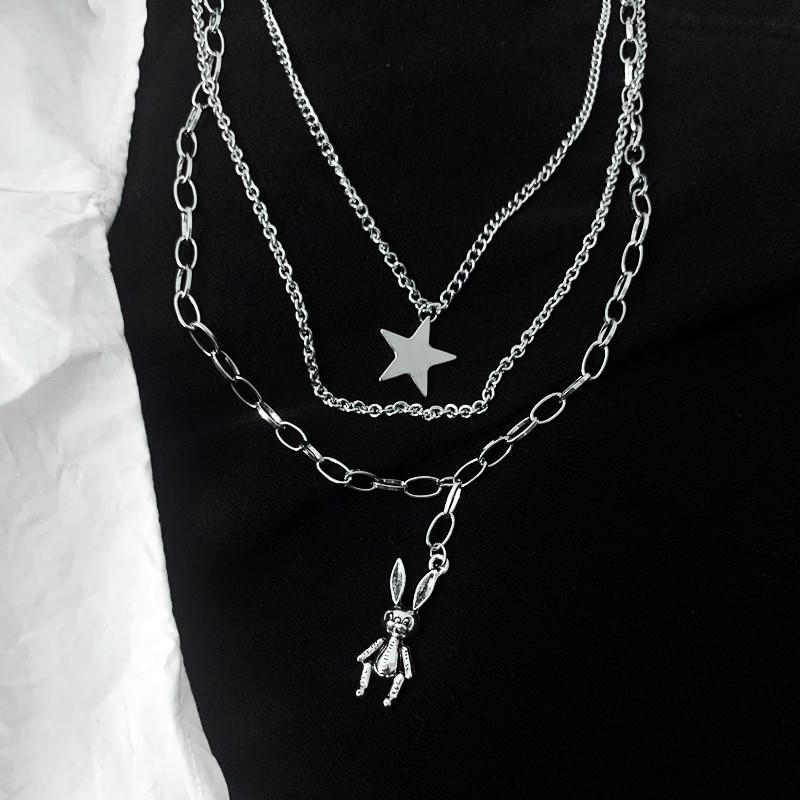 Цепочка Hi Clavicle, многослойное ожерелье, кролик, хип-хоп, женское трендовое ожерелье, персонализированная универсальная цепочка для свитера, модное корейское ювелирное ожерелье