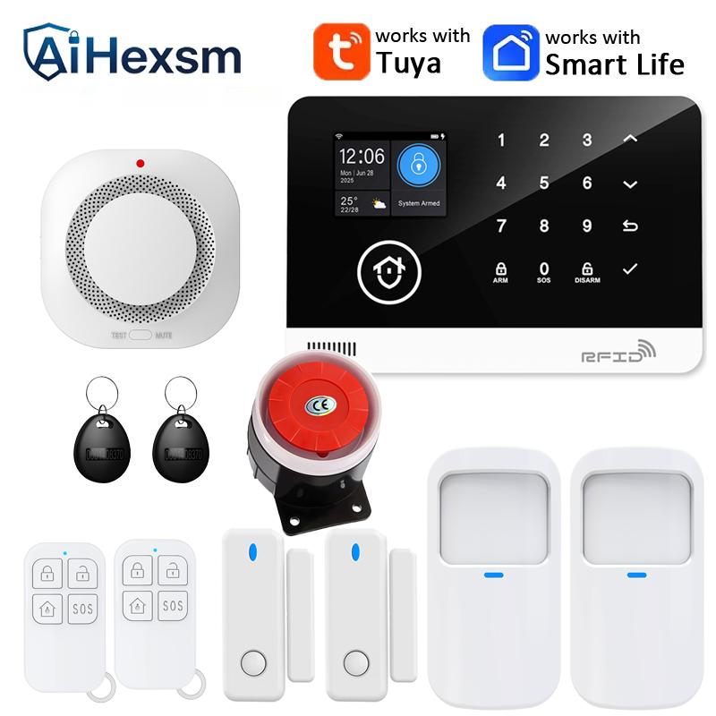 Tuya Smart WiFi GSM Home Security Pet PIR Alarm System RFID APP Control Wireless Solar Siren Outdoor Camera Volume Adjustable