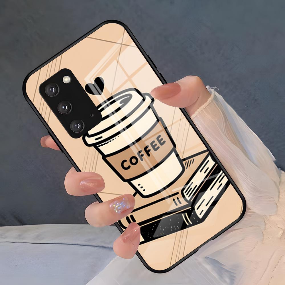 Чехол для телефона с рисунком 'Кофейное искусство' для Samsung S26 S25 Plus S20 S20 Plus S22 Ultra S23 FE S21 Plus S21 Ultra Стеклянная крышка