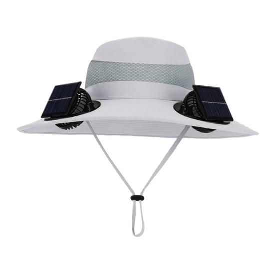 Outdoor Hat with Dual Power Supply Fan Summer Wide Brim Sun Hat Cooling Fishing Hiking Sun Protection Hat