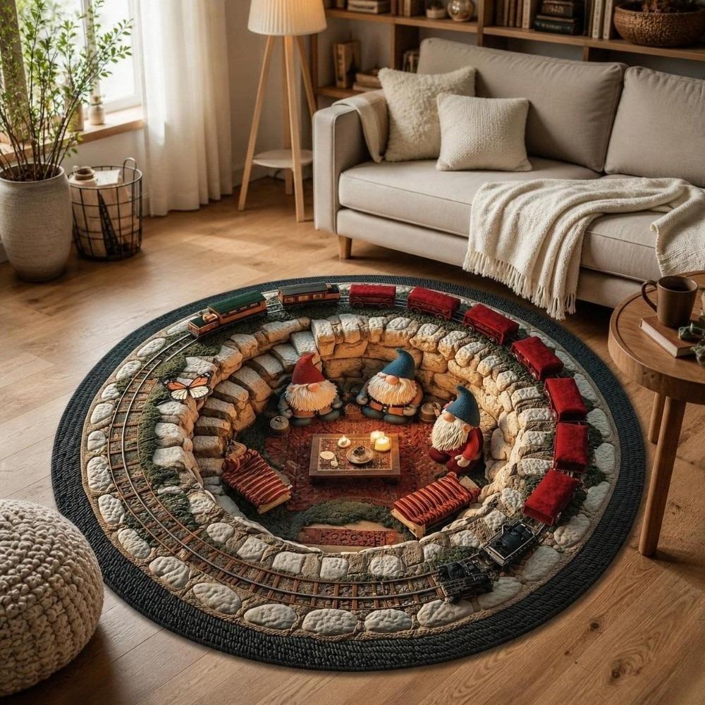 2D Flat Printed Christmas Rug Non-Slip Xmas Home Decor Christmas Doormat Indoor