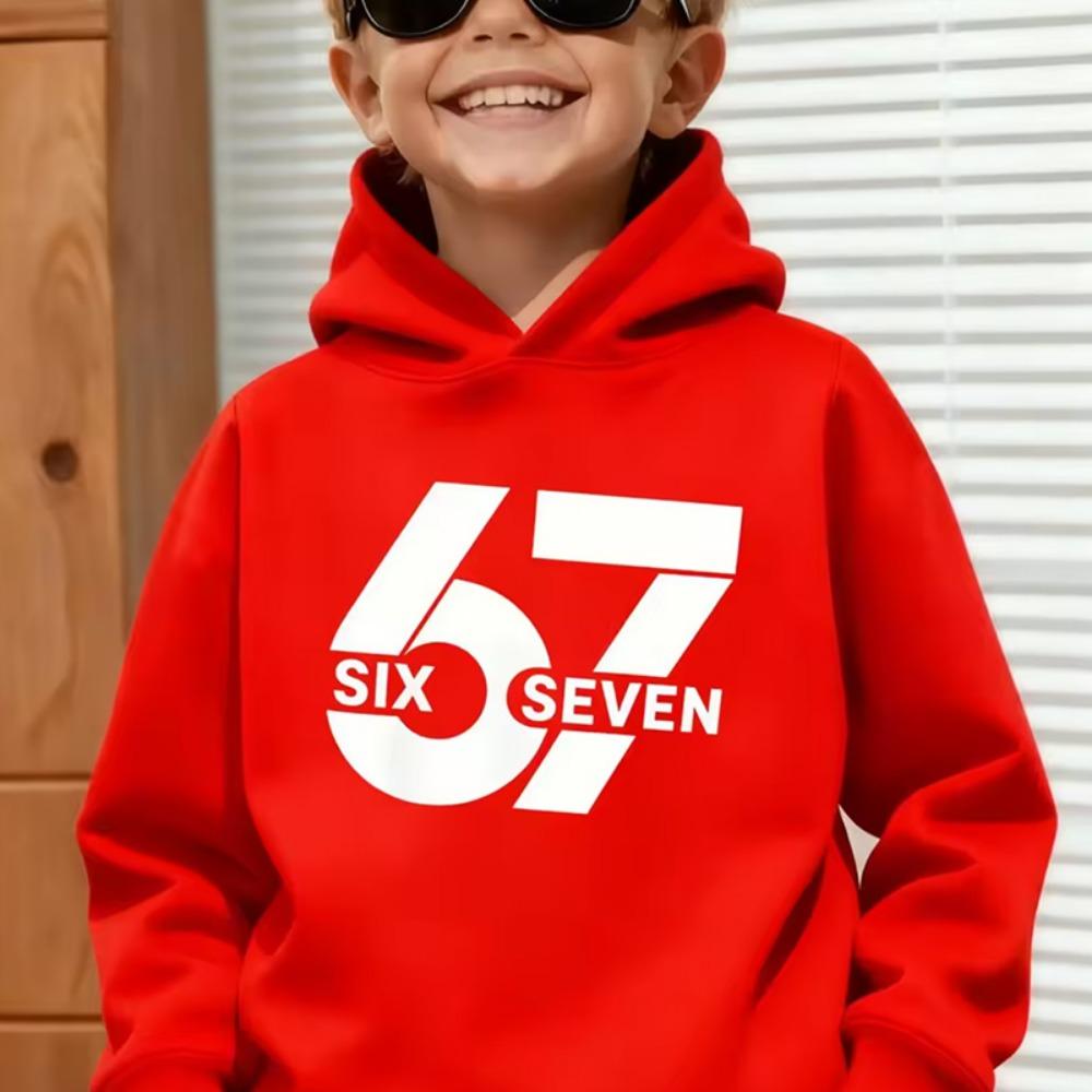 Spring Autumn Unisex Graphic Fun 67 Men's Hooded Pullover Sweater Long-sleeved Stylish Street Style Long-sleeved Women Clothing Top
