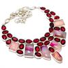 Ювелирное ожерелье из серебра 925 пробы с розовым кружевным агатом и гранатом 18 дюймов j2p94