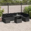 VidaXL 9-Piece Garden Sofa Set with Cushions In Black Poly Rattan 3348339