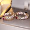 For Earrings Rainbow Luxury Hoop Women Round Colorful Cubic Zirconia Earrings Wedding Party Jewelry