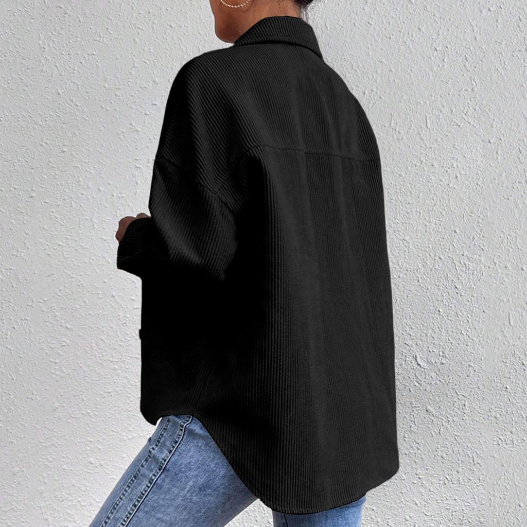 Женская рубашка однотонная куртка с длинным рукавом