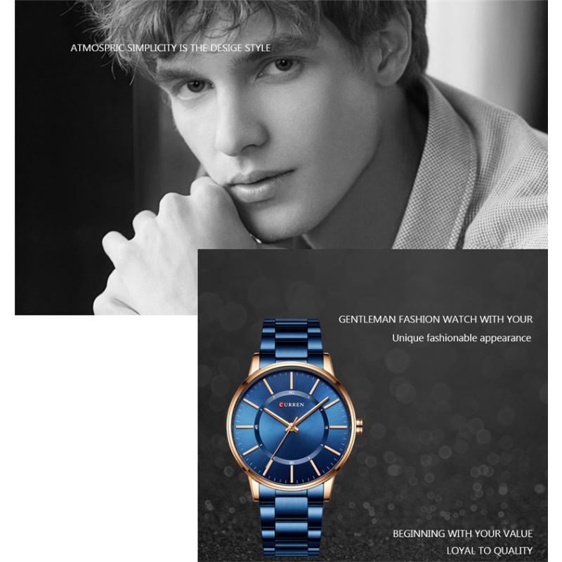 CURREN Новые лучшие мужские часы с ремешком из нержавеющей стали, японский механизм, мужские деловые часы со стальным ремнем