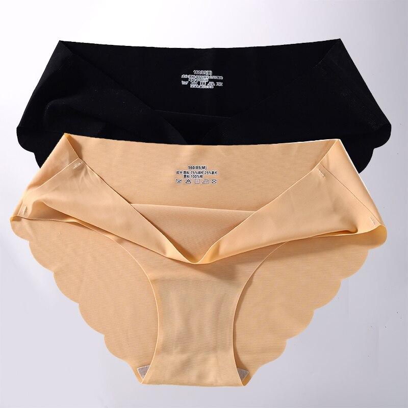 2Pcs/Set Seamless Silk Women's Panties Briefs Women Underwear Female Underpants Comfortable Silk Panty Sexy Woman Lingerie M-XL