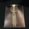 Charm Rhinestone Tassel Necklace Exaggerated Crystal Chain Choker Tie Shape Necklace  Party