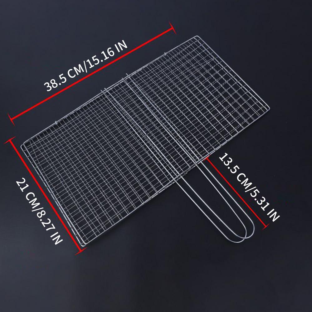 Fish Grilling Basket Flexible Non stick Fish Barbecue Net Clip with Handle Camping BBQ Tool Portable Burger Mesh