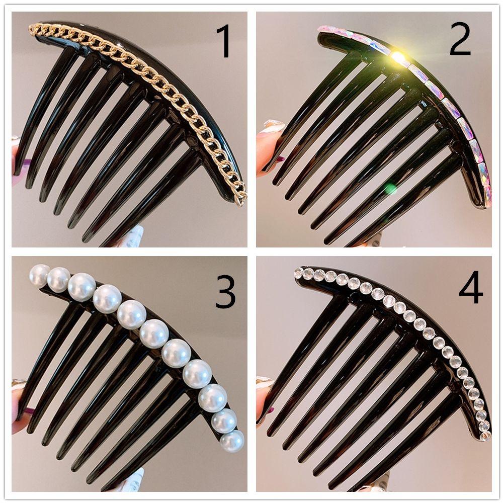 Elegent Headwear Teeth Hair Clip Pearl Hair Combs Sequins Hair Bun Maker Hairpins Headpieces