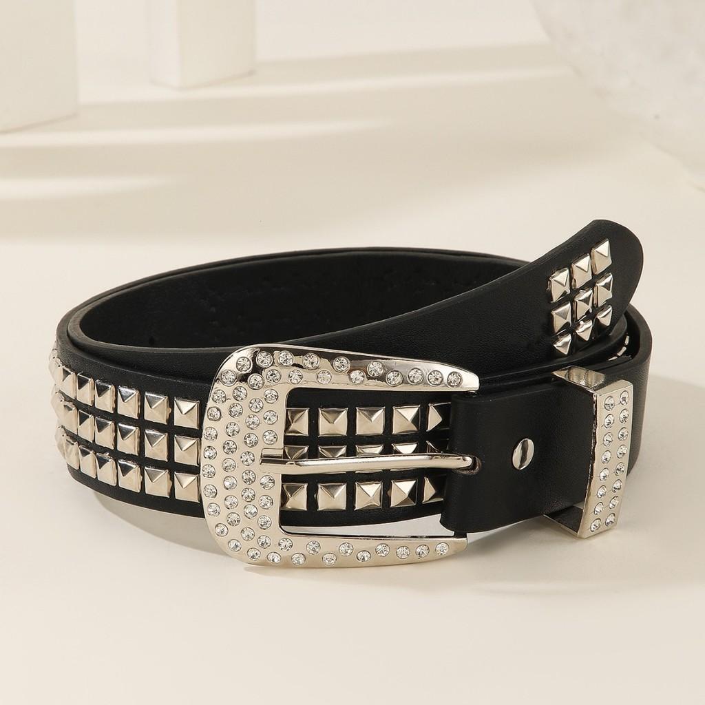 And Rivet Fashion Rhinestone Decoration Women Casual Wide Belt For Daily