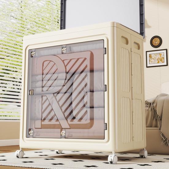 Контейнер для хранения одежды с крышкой и колесами, большой вместимости, с двойными дверцами, складной, для белья, одежды, простыней, одеял, закусок, игрушек, органайзер для шкафа