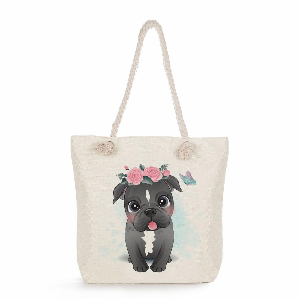 Многофункциональная Милые животные Принт Толстая веревка Плечо Пляжная сумка 7586