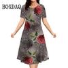 Summer Retro Flower A-line Dress for Women, 3D Printed Loose Short Sleeved Dress, Casual Retro O-neck, Women's New Sunglasses