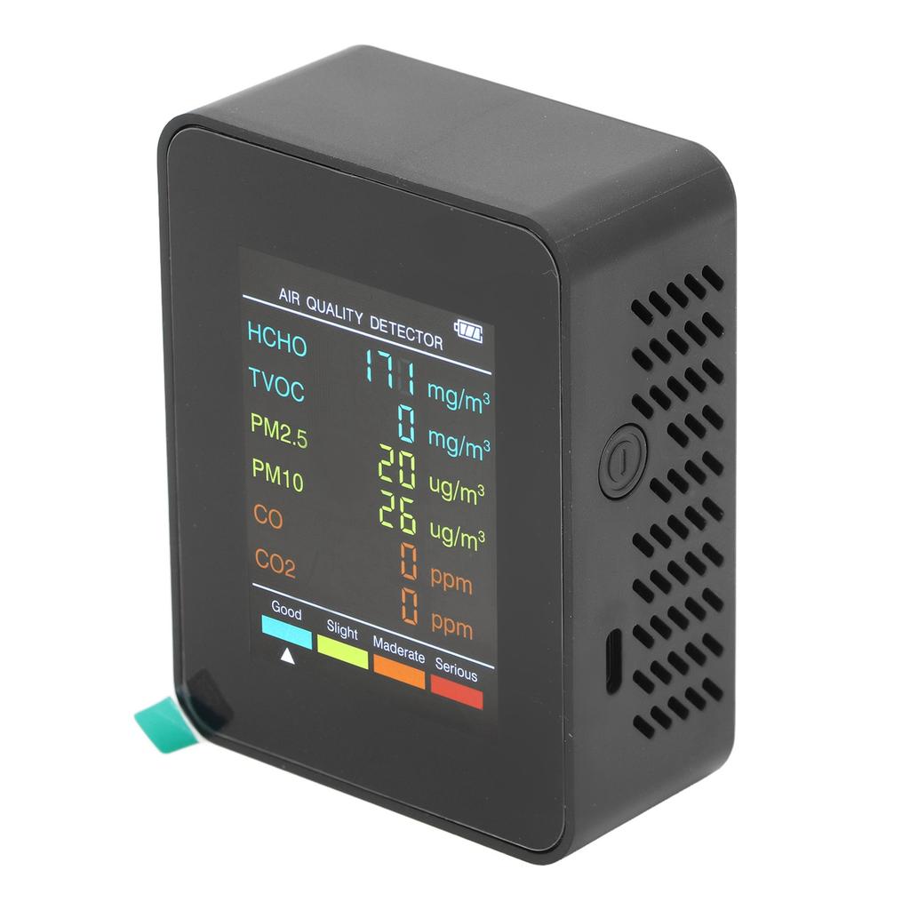 Монитор качества воздуха Портативный ЖК-экран с подсветкой CO2 TVOC HCHO PM2.5 Детектор PM10 с сигнализацией