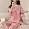 Pajamas Women Summer Top and Pants Thin Plus Size Student Sleepwear Loungewear Ladies Pink Cartoon Bear Cute Sweet Nightwear