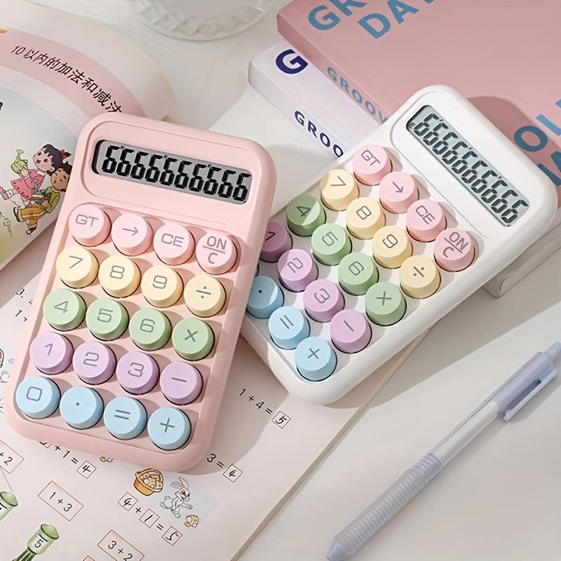 1pcs Colorful Desktop Office Calculator - Mechanical Keyboard/12-Digit Display Screen/LED Large Screen Display/Dopamine Color Design/Reusable