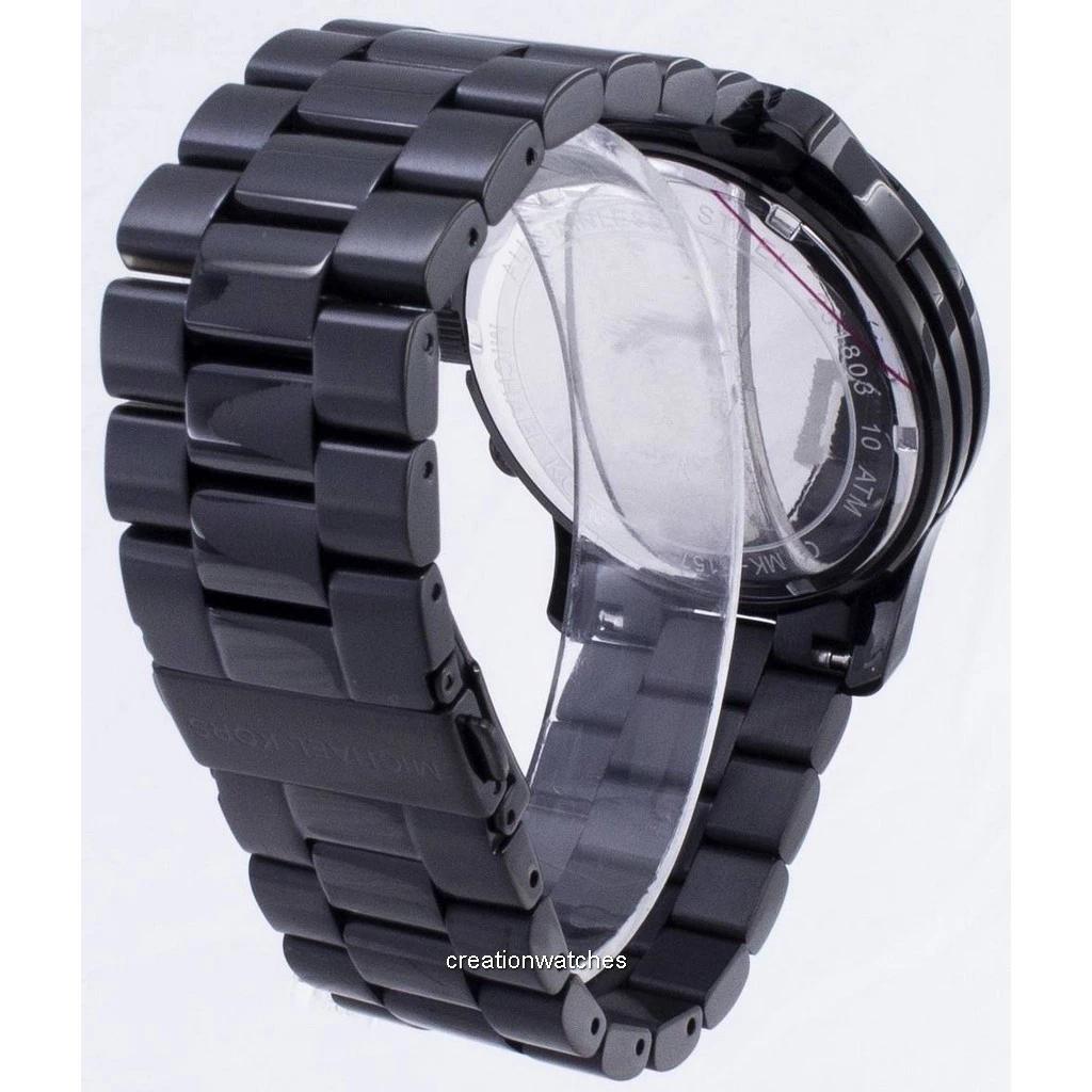 Восстановленные мужские часы Michael Kors Runway Chronograph из нержавеющей стали с черным циферблатом, кварцевые, MK8157, 100 м