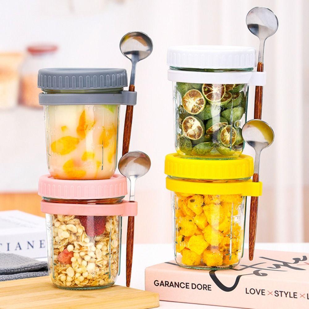 16 oz Overnight Oats Cup Heat-resistant Glass Cereal Storage Jars New Mason Jar