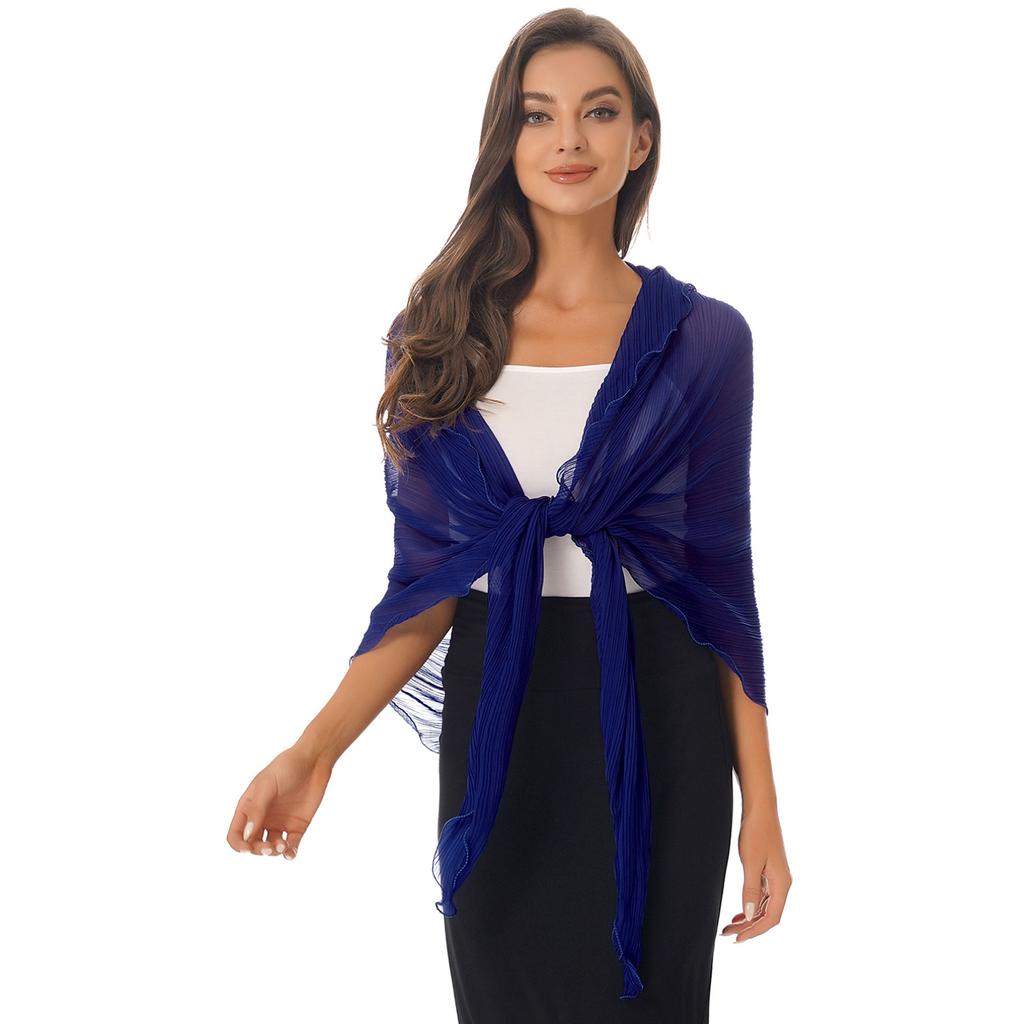 Womens Shrugs Boleros for Evening Beach Chiffon Shawl Bolero Pleated Shawl Open Front Cardigan Cover Ups