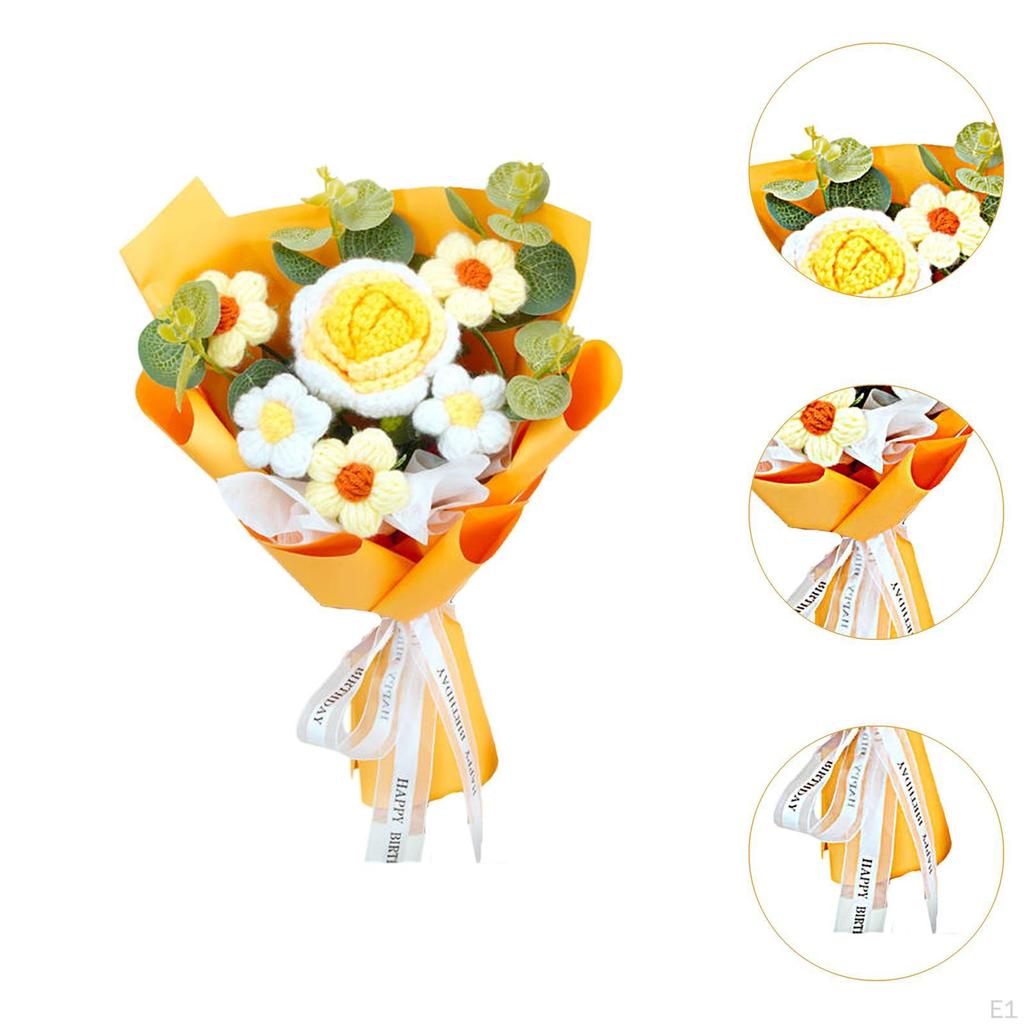 30cm Crochet Flowers Gift Bouquet Holiday Decoration Eternal Blessing for Valentines Day Versatile