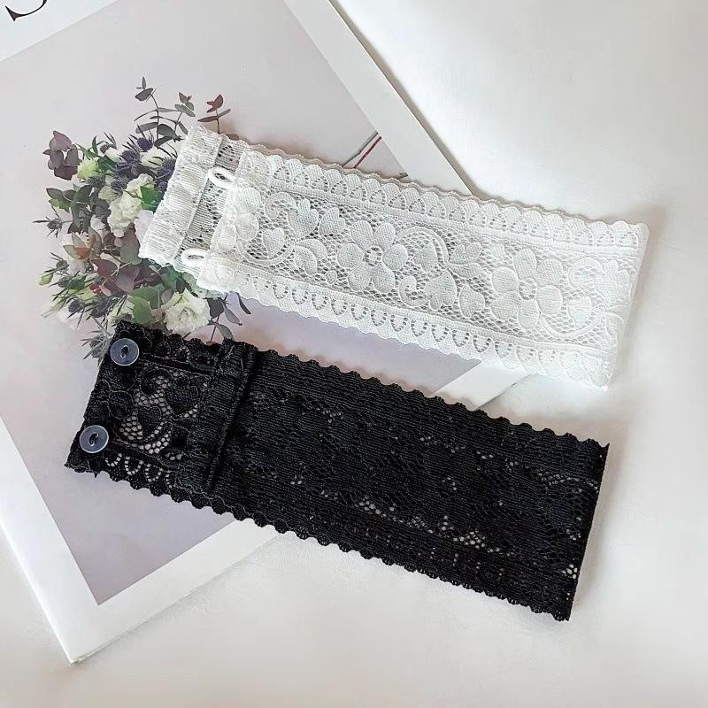 Sexy Hollow Out Floral Lace Fake Collar Elastic Lace Wide Scarf Dance Collarbone Chain Bridal Wedding Necklace Decoration