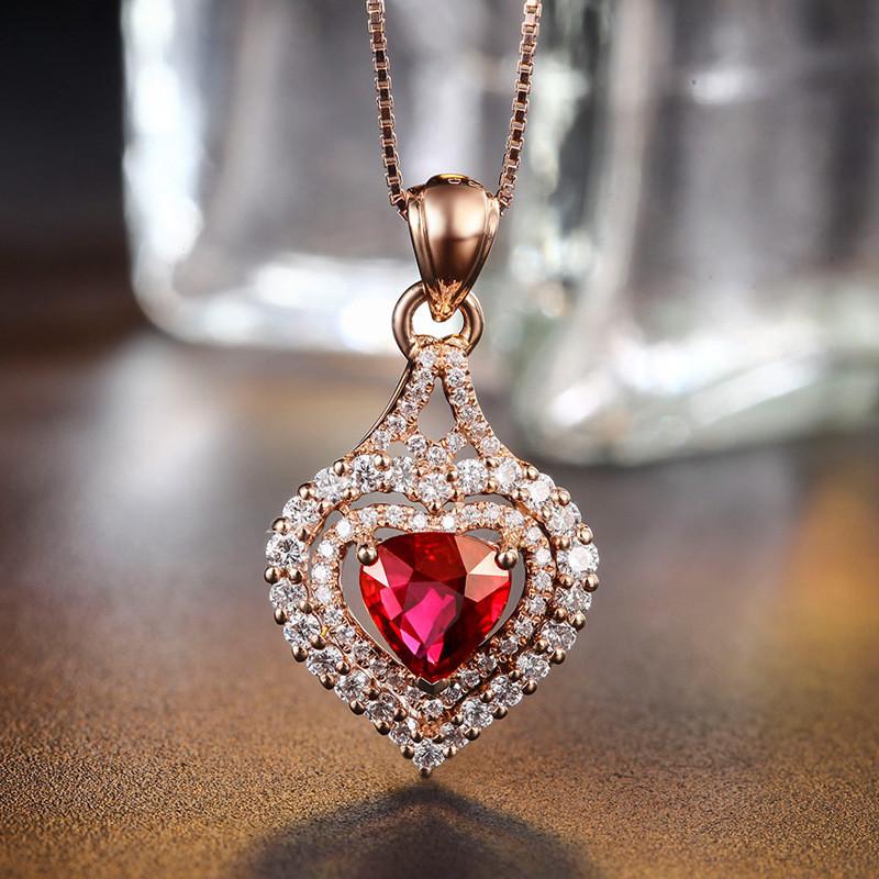 Trendy Zircon Blue Heart Pendant Necklace Girls Choker Accessories Charm Silver 925 Women Box Chain Rose Gold Necklace Female