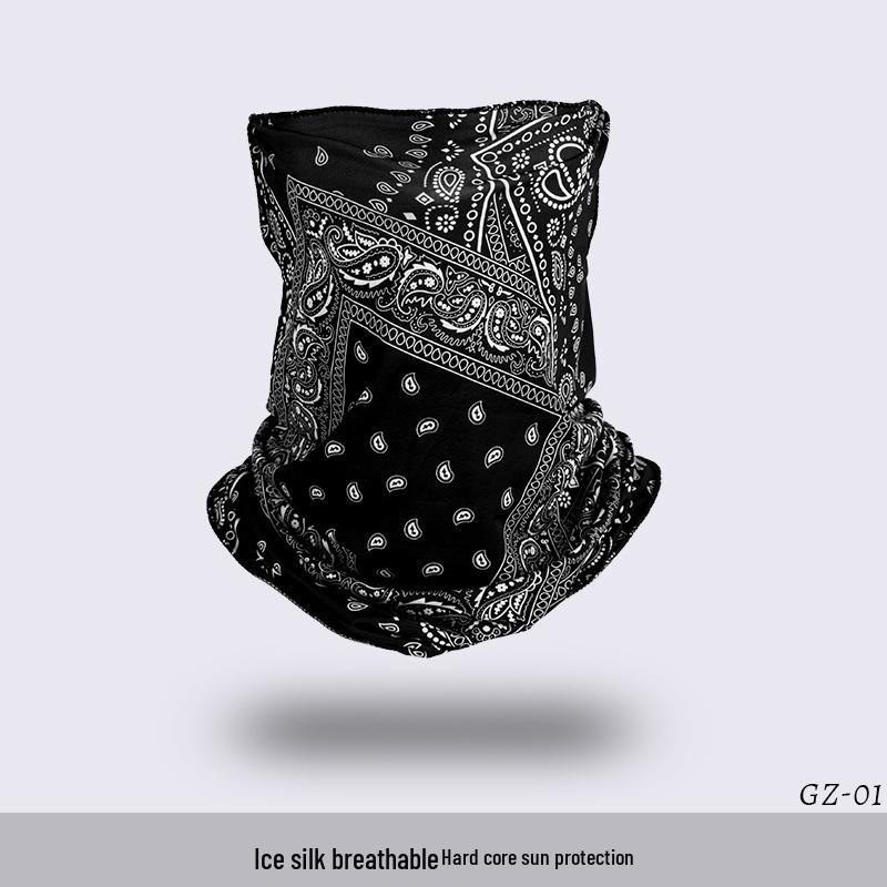 Ice Silk Ear-Hanging Face Mask - Breathable Sunshade & Neck Gaiter for Cycling & Sports