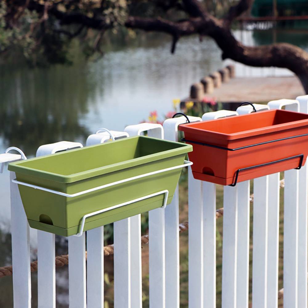 Подвесной горшок для перил балкона, корзина для растений, забор, кашпо для домашнего декора, оконный ящик, цветочный горшок для сада, террасы и двора 6 л