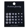 3 Size Rhinestone 12 Pair/Set Metal For Women Round Jewelry Stud Earrings Earring Sets Accessories