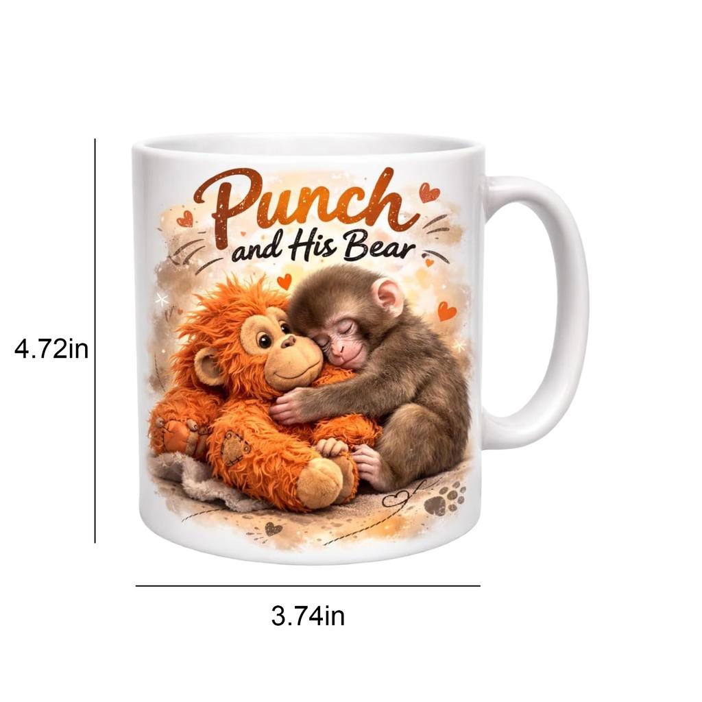 Керамическая кружка 'Punch Monkey' 11 унций. Милая обезьянка с дизайном орангутанга. Персонализированная керамическая кофейная кружка для семьи и близких