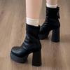Платформа Ночной Клуб Толстый Каблук Женские Ботильоны Осень Зима Обувь для Увеличения Роста Женские Элегантные Вечерние Ботильоны