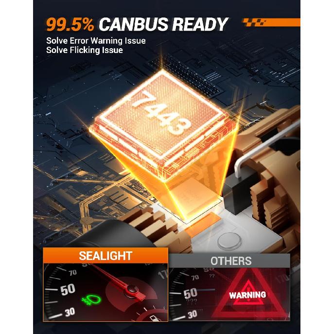 SEALIGHT 7443 7440 LED Bulb Amber, 2025 Canbus 7444na Front/Rear Turn Signal Bulb with Built In Resistor Anti Hyper Flash 7440a W21W 7441 WY21W T20,