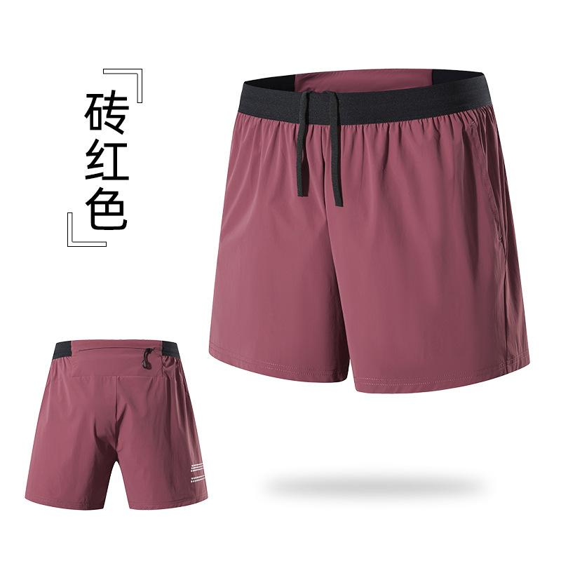 Мужские летние быстросохнущие двухкомпонентные шорты с подкладкой, двухслойные, для бега на открытом воздухе, для марафона, с карманом