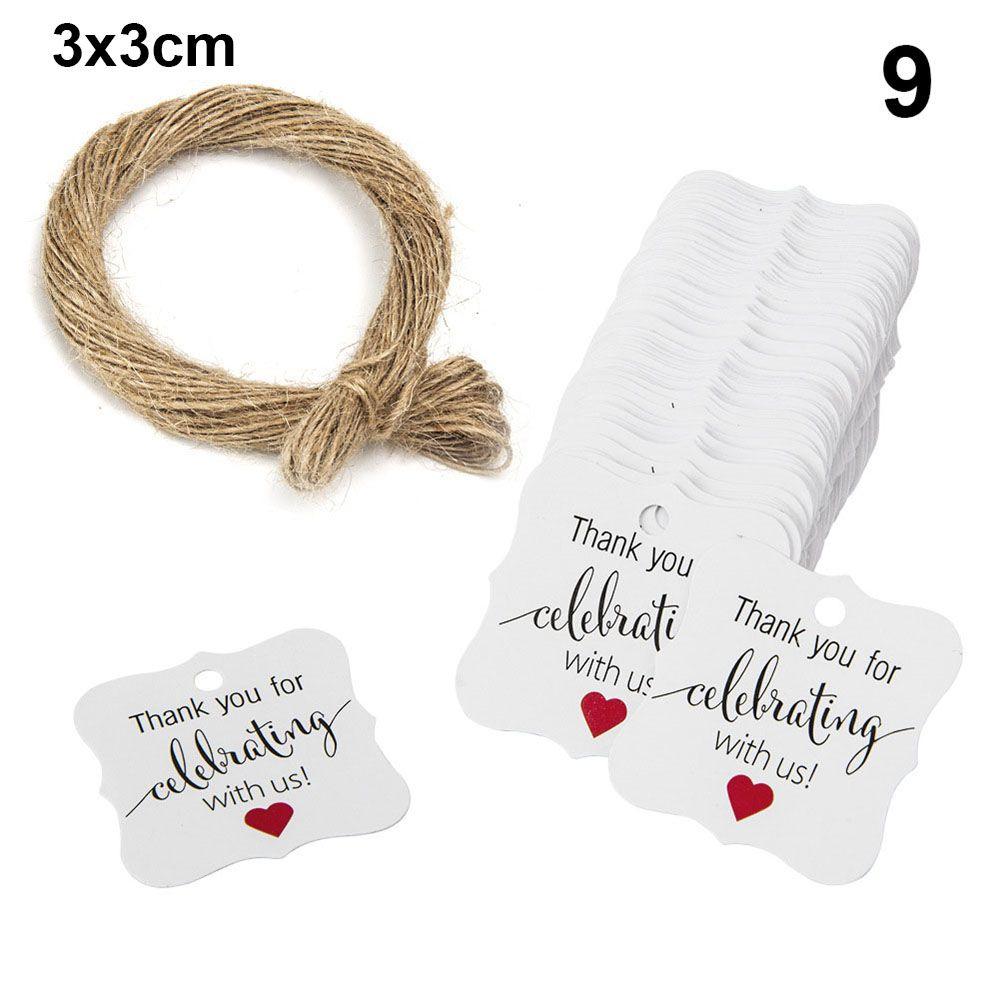 100pcs Cards Wedding Party Luggage Handmade Thank you Hanging Label Jute Twine Kraft Gift Tags