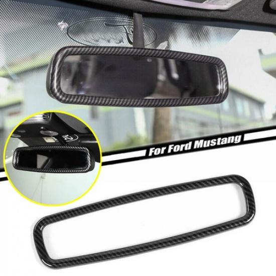 Для 2015- Ford Mustang Кольцо-облицовка зеркала заднего вида в салоне из углеродного волокна