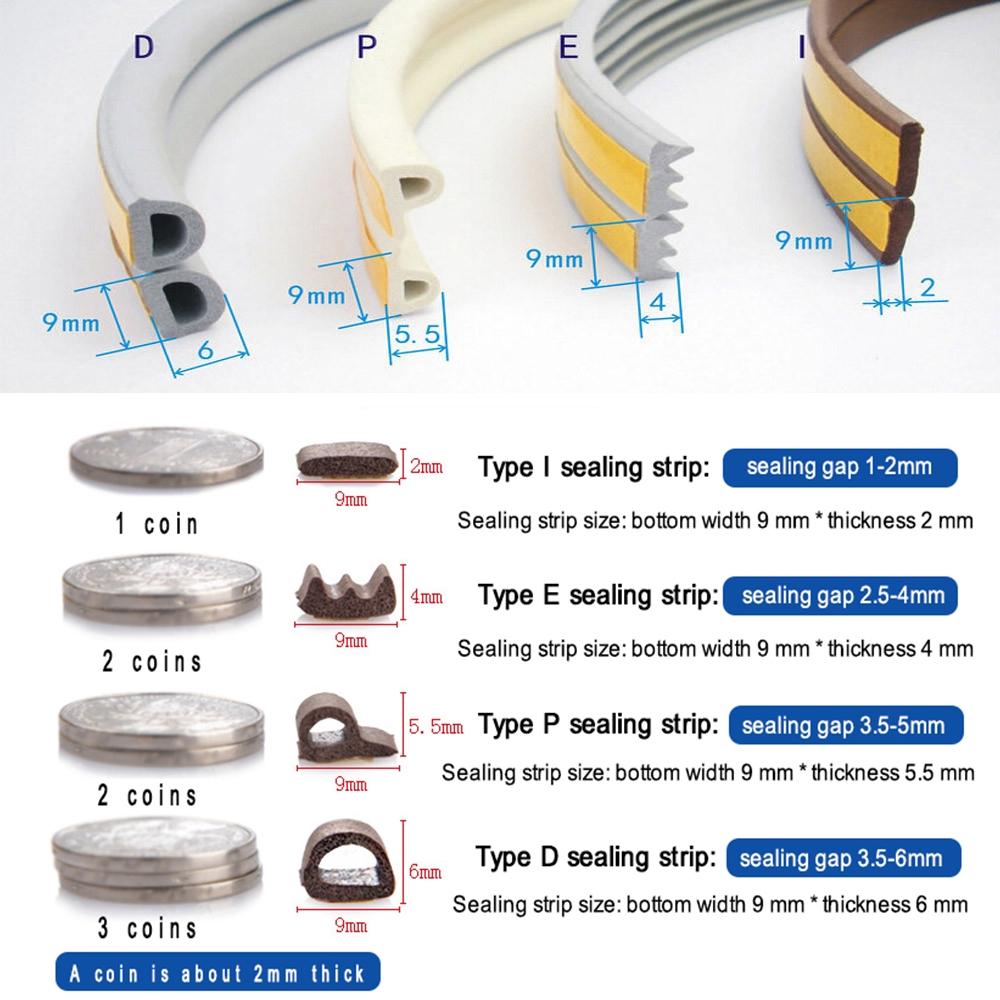 Rubber Foam Window Door Seal Self Adhesive Windproof Tape Door Joint Filler Collision Avoidance Soundproof Sealing Strip