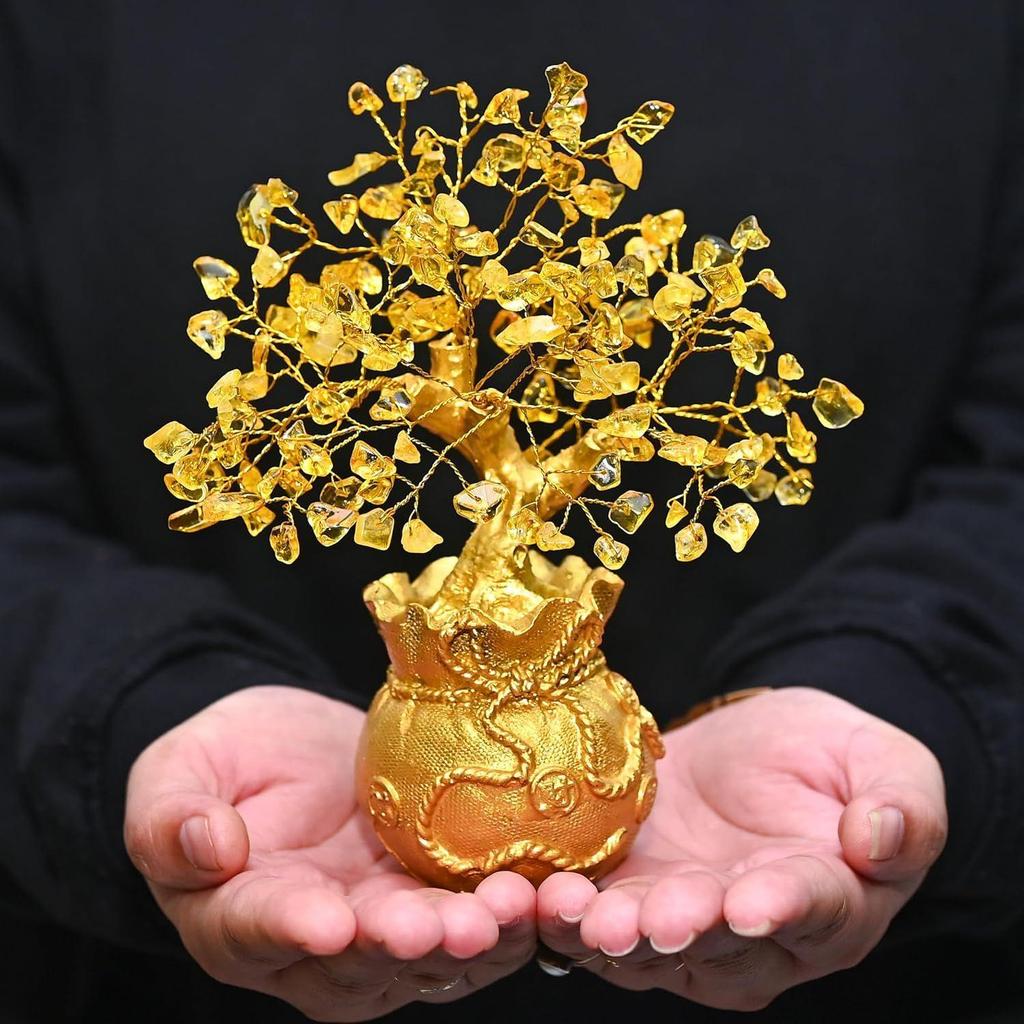 Денежное дерево из цитрина – Дерево богатства и процветания для декора дома и офиса – Духовный подарок на удачу