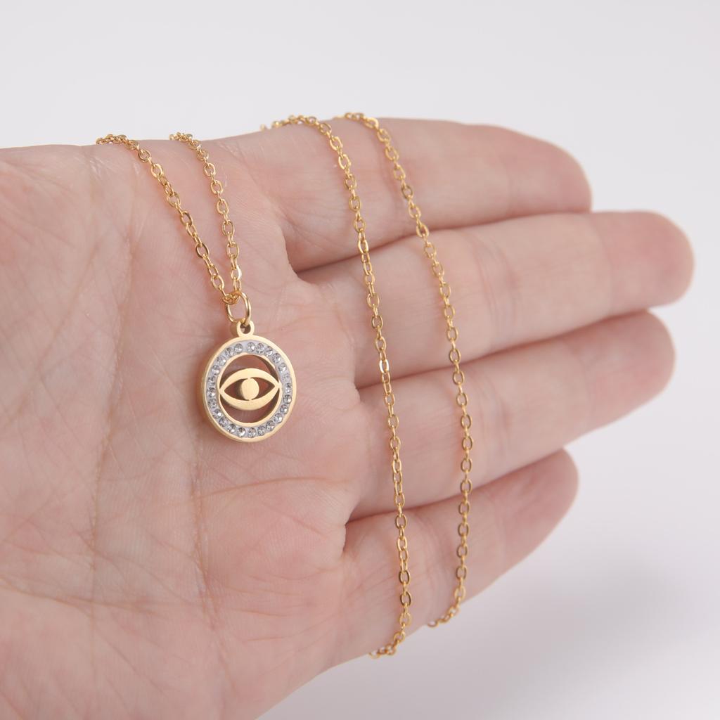 Ожерелье с подвеской от сглаза из индейки со стразами для женщин и мужчин, цепочка с подвесками из нержавеющей стали, свадебные украшения, подарки