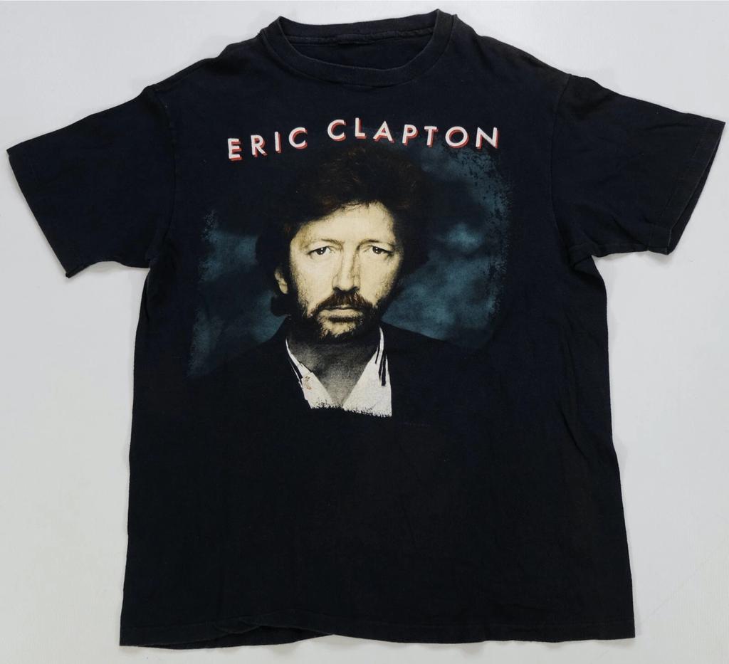 Rare VTG Eric Clapton Portrait Photo 1988 Tour Single Stitch T Shirt 80s Black