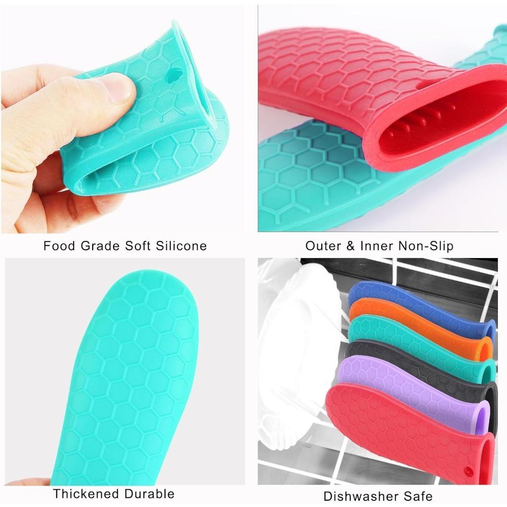 3-Pack Non-Slip Silicone Heat-Resistant Handle Covers for Cast Iron Skillets, Frying Pans & Casseroles