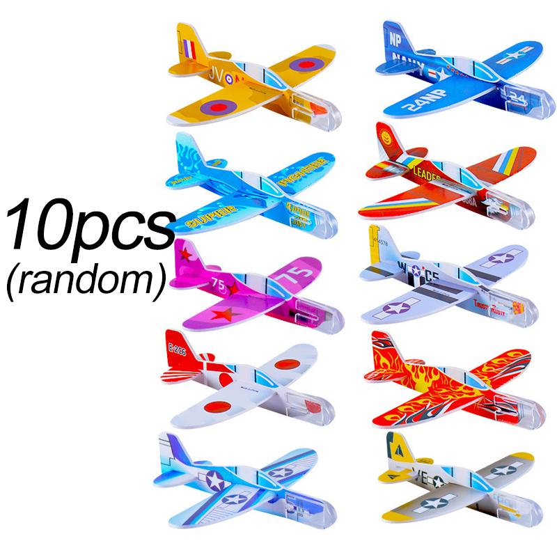 10-1Pcs Mini Diy Hand Throw Flying Glider Planes Kids Game Toys Foam Airplane Party Favors Gift Outdoor Launch Fighter Toy