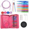 Colorful Detachable Carbonized Bamboo Circular Knitting Needle Set with Interchangeable Extended PU Cable